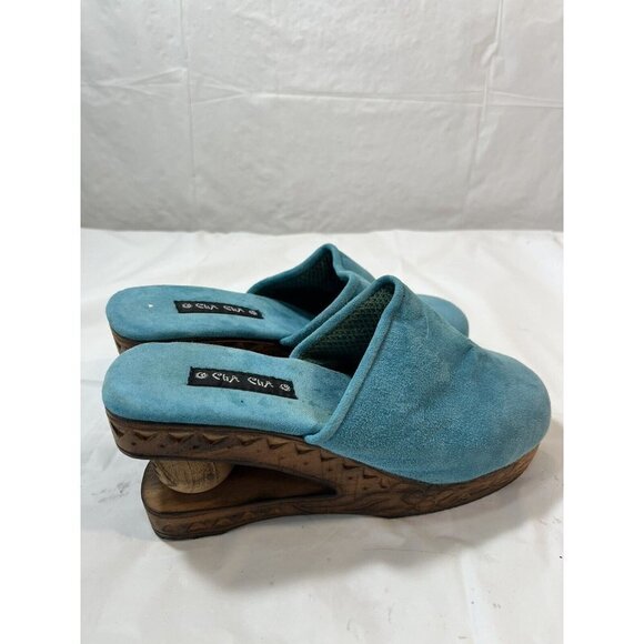 Vintage CHA CHA  Wood Carved Wedge clog Womens Size 6.5 - Picture 3 of 11